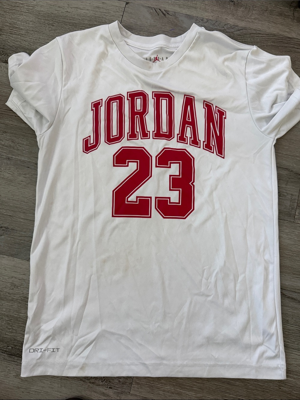 Jordan White Short Sleeve Tee with Red '23' Graphic